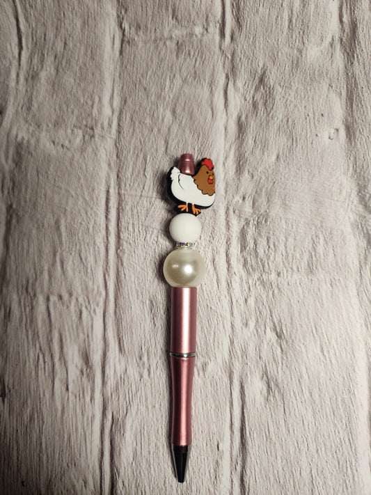 Chicken Beaded Pen Rose Gold