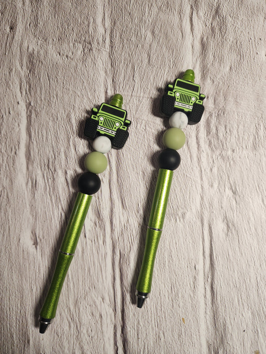 Green Jeep Beaded Pen